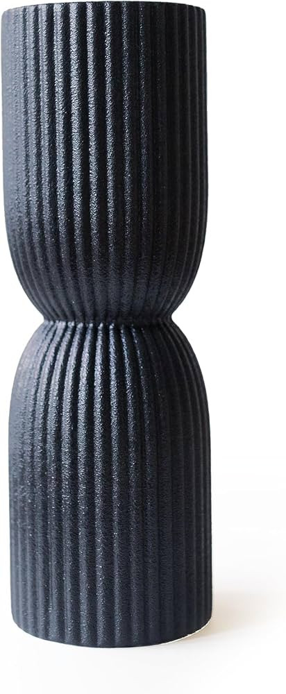 Modern Ribbed Vase, Black, 9.25 in Tall, 3 in Wide, Ceramic, Perfect for Displaying Flowers and G... | Amazon (US)