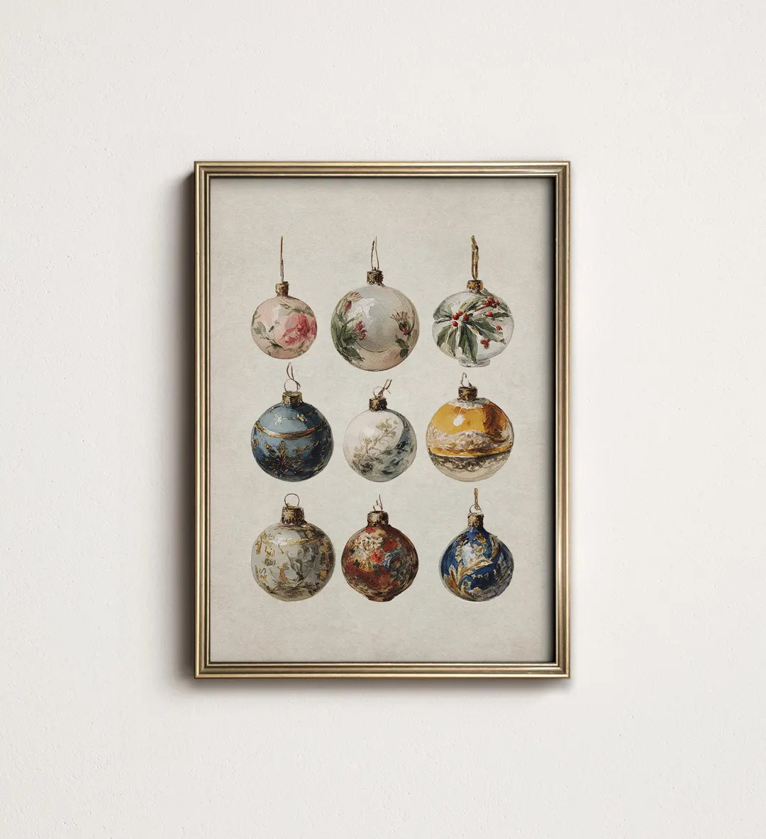 Victorian Christmas Ornaments Wall Art, Old World Holiday Wall Decor, Winter Art PRINTABLE Digita... | Etsy (US)