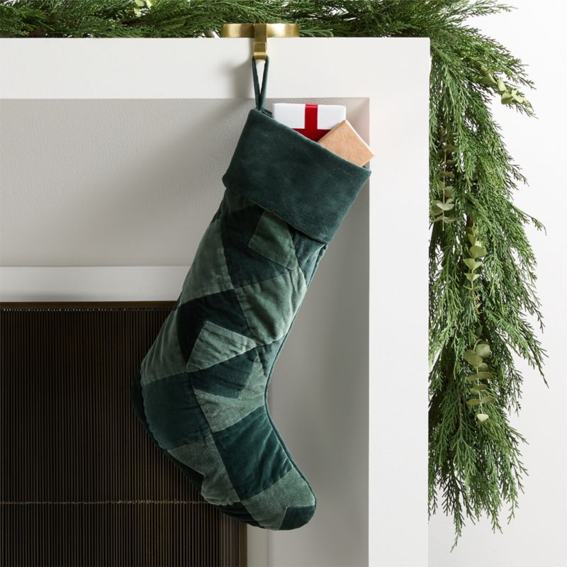 Velvet Heritage Green Christmas Stocking + Reviews | Crate & Barrel | Crate & Barrel