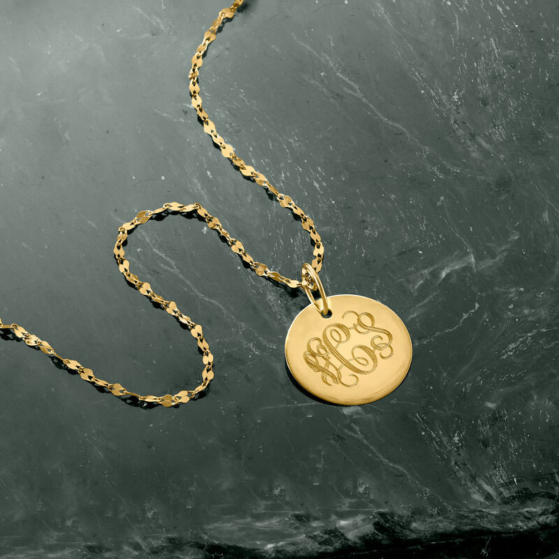 Italian 14kt Yellow Gold Personalized Disc Necklace | Ross-Simons