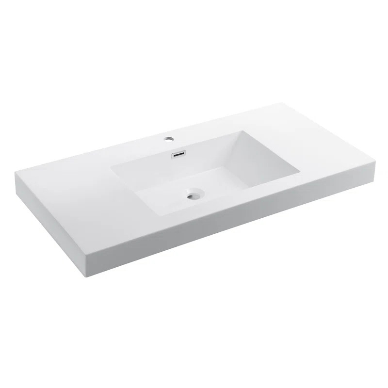 48'' Solid Surface Single Vanity Top with Sink Faucet Holes | Wayfair North America