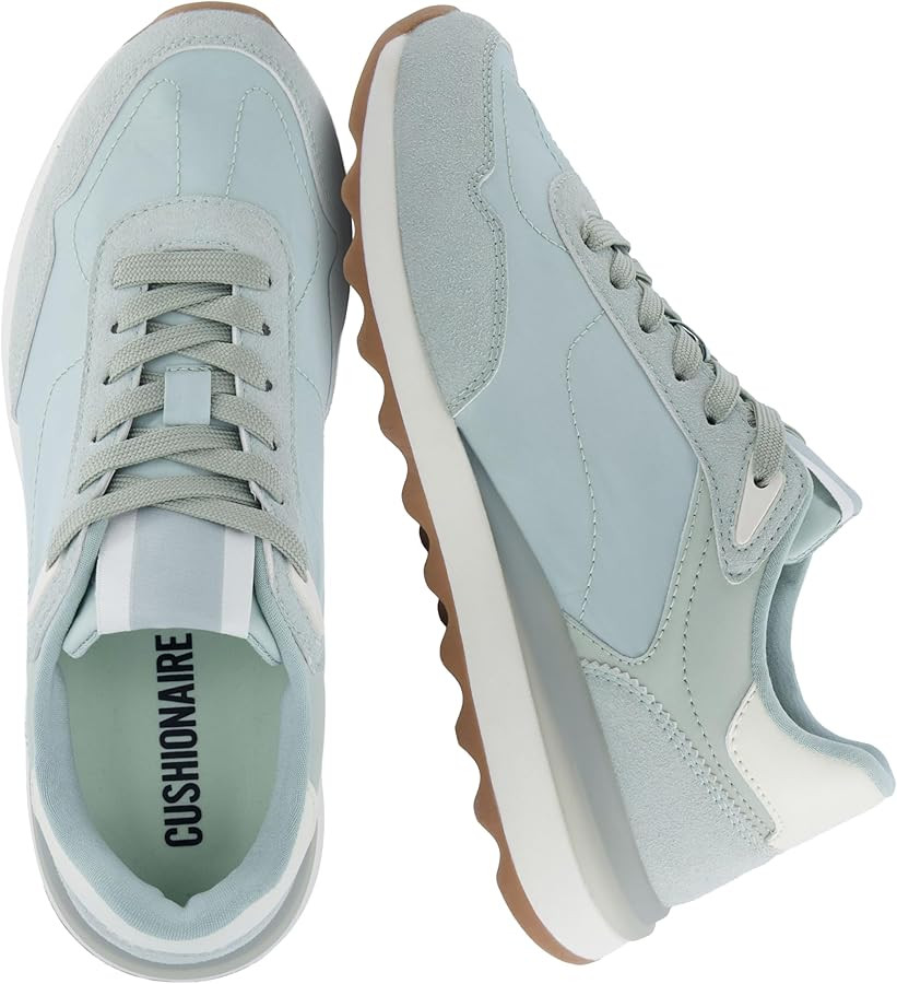 CUSHIONAIRE Women's Kicks lace up Nylon Sneaker +Comfort Foam, Wide Widths Available | Amazon (US)