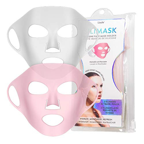 Lindo Silimask - Reusable Anti-Wrinkle Silicone Face Mask Holder for Sheet Masks, Moisturizing Facial Mask Cover, Prevent Evaporation, Beauty Face Tool, Travel Pouch Included, 2 Pack | Amazon (US)