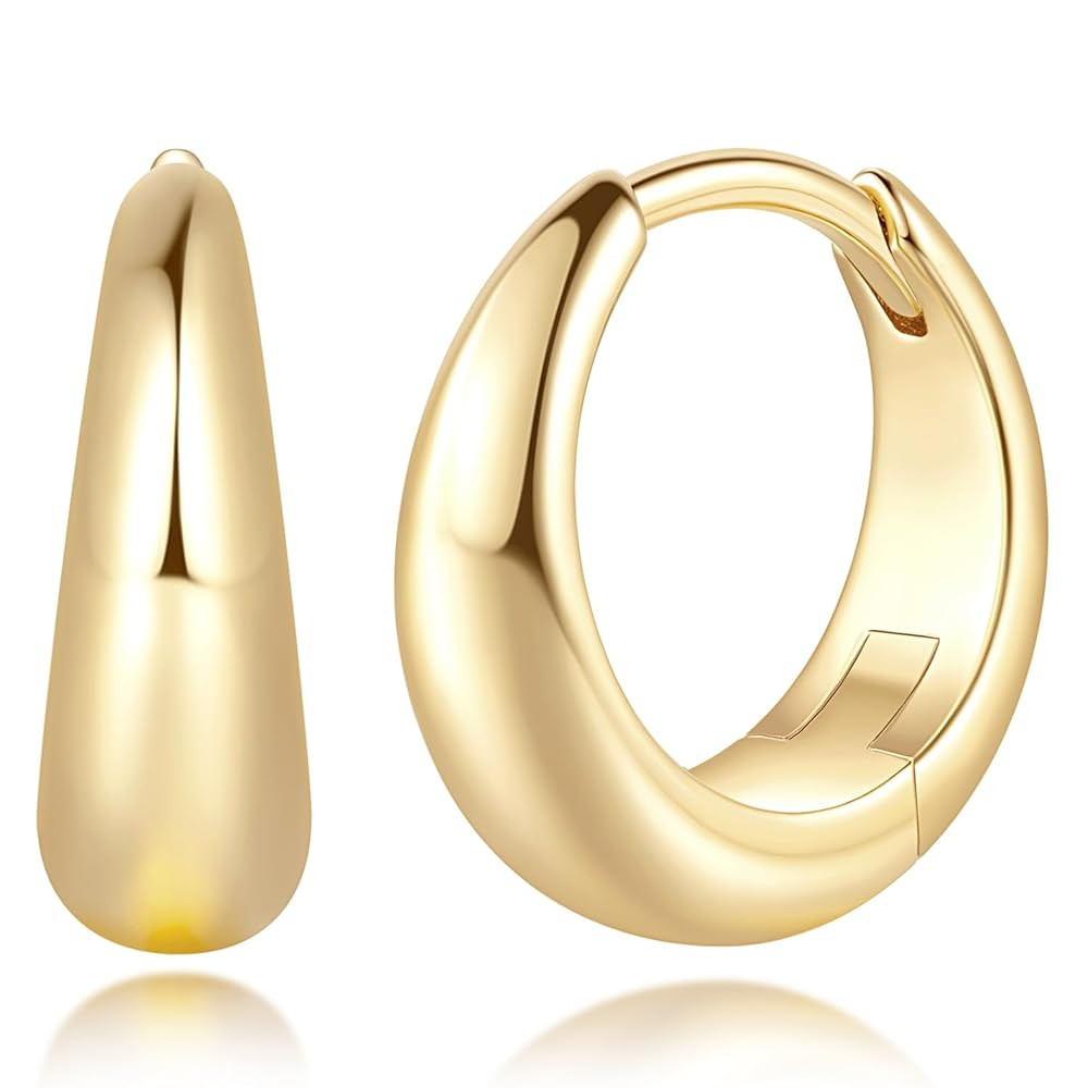 Gold Hoop Earrings for Women 14K Gold Earrings for Women Design Hypoallergenic Lightweight Gold H... | Amazon (US)