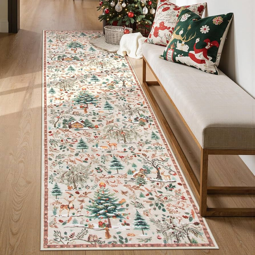 Lahome Christmas Hallway Runner Rug 2x8, Non Slip Soft Long Kitchen Carpet Runner, Washable Low P... | Amazon (US)