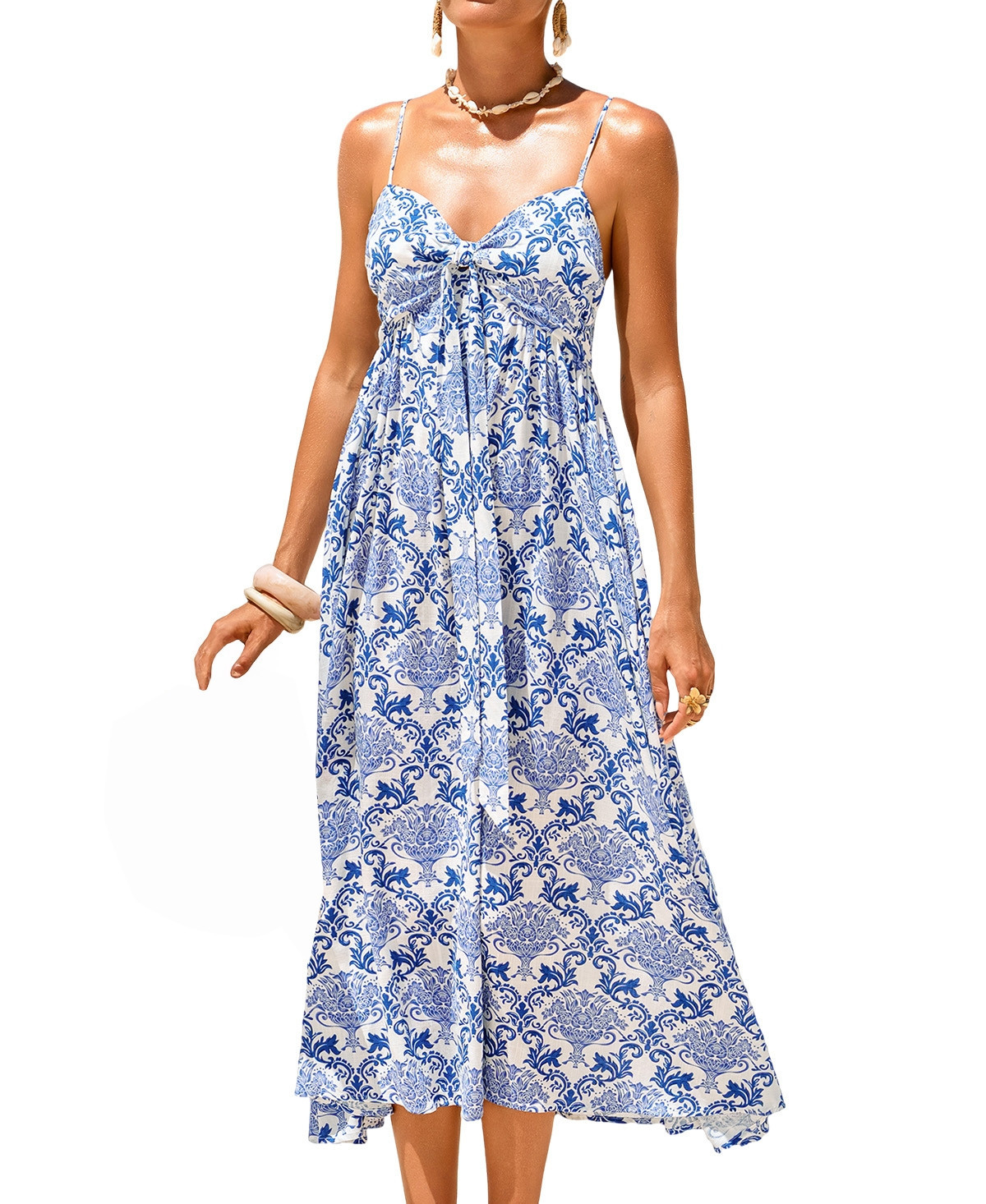 Cupshe Women's Incandescent Ornate Midi Beach Dress - Blue | Macy's