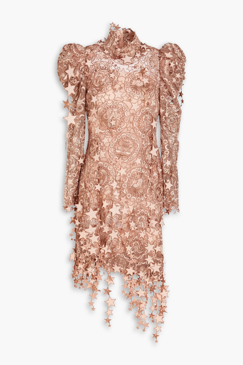 Asymmetric metallic embroidered tulle dress | The Outnet (US and CA)