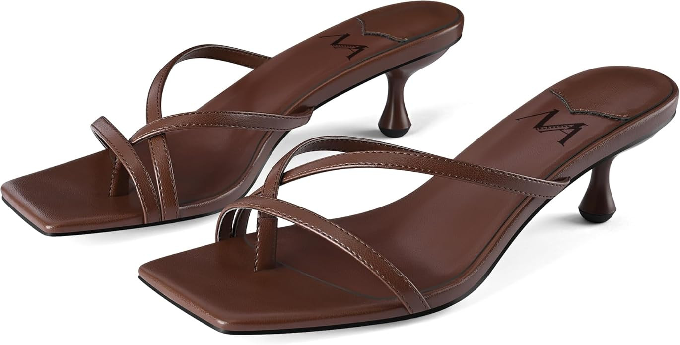 MIRAAZZURRA Kitten Heels for Women Flip Flop Thong Heel Square Open Toe Low Heel Slip On Slides f... | Amazon (US)