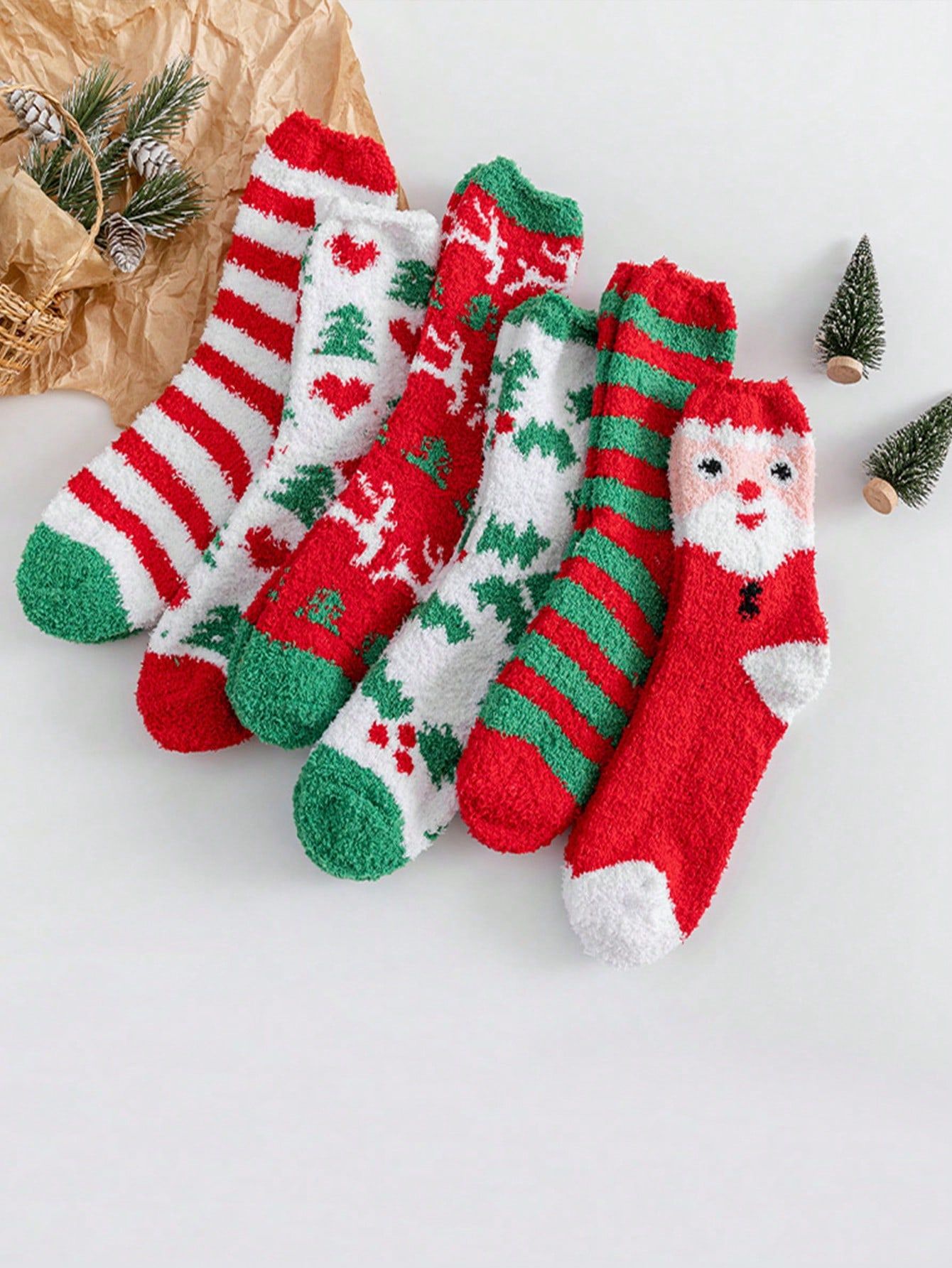 6pairs Christmas Themed Women's Floor Socks, Snow Boots, Thickened Fuzzy Home And Sleep Socks, Ca... | SHEIN