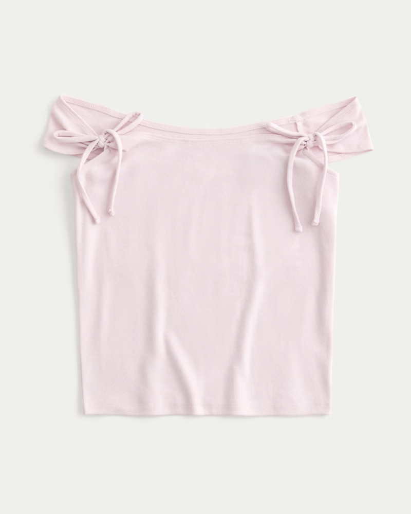 Women's Off-the-Shoulder Tie Sleeve Top from Hollister | Hollister (US)