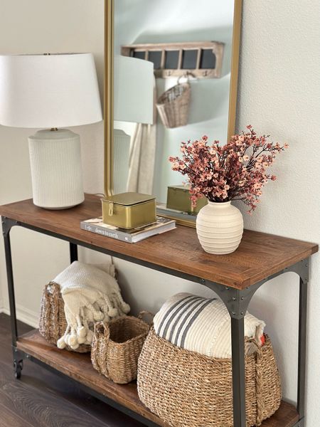 Spring foyer refresh 🌸 

Foyer
Foyer decor
Entry table decor
Home accents
Home decor
Table lamp
Brass rectangular mirror
Brass metal box
Foyer storage
Coffee table book
Decorative vase
Faux flowers
Decorative baskets
Decorative throw blankets 

#LTKSeasonal #LTKhome #LTKFind