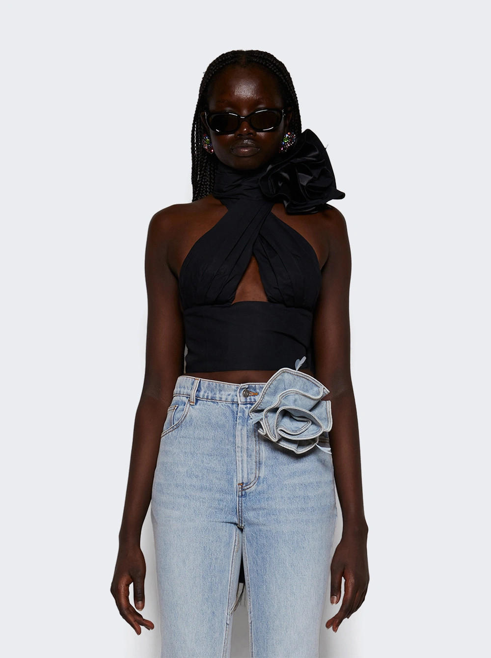 Flower Corsage Halter Top Black | The Webster