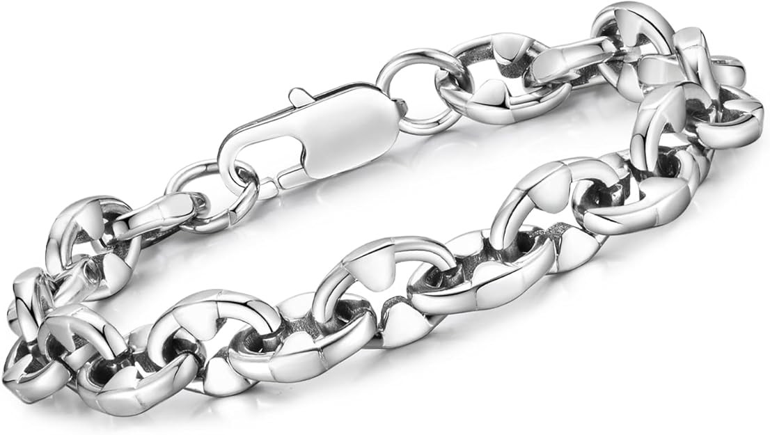 VNOX Link Chain Bracelets for Men - Cool Mens Bracelets Diamond-Cut Paperclip Solid Chain Bracele... | Amazon (US)