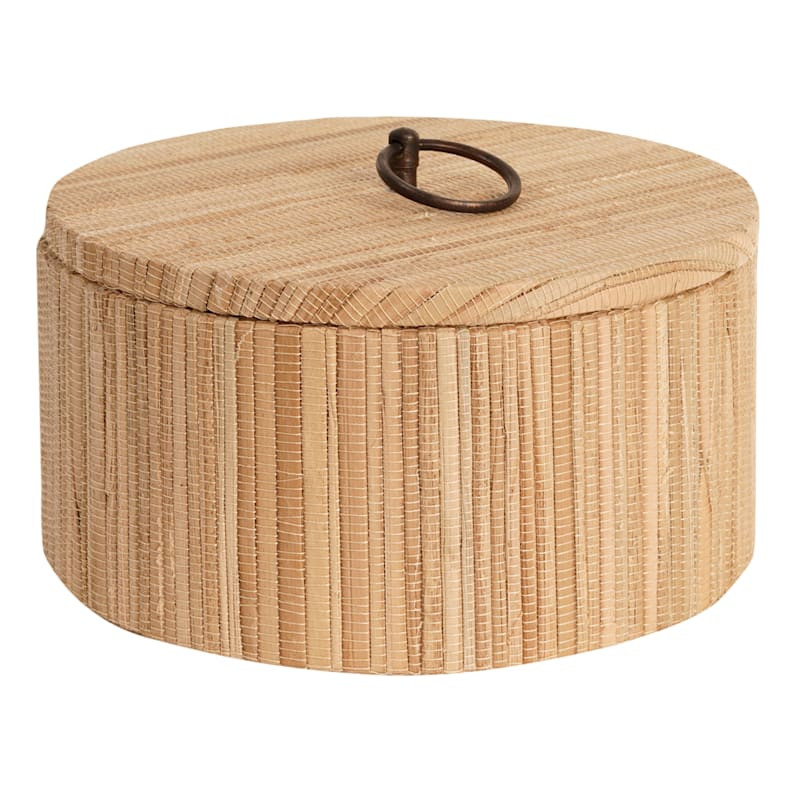 Honeybloom Round Brown Woven Box, 8" | At Home