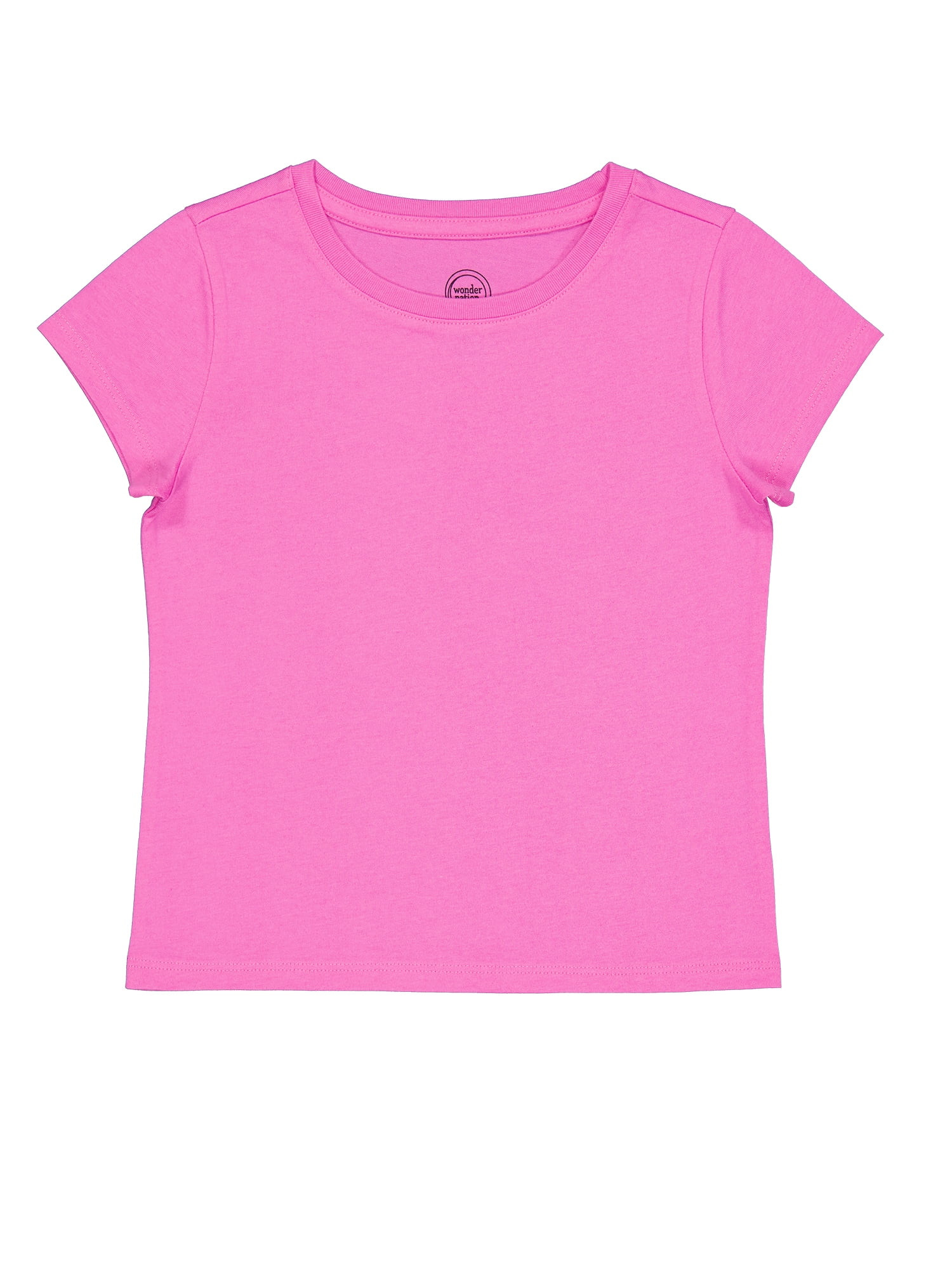 Wonder Nation Girls Kid Tough Tee with Short Sleeves, Sizes 4-18 & Plus | Walmart (US)