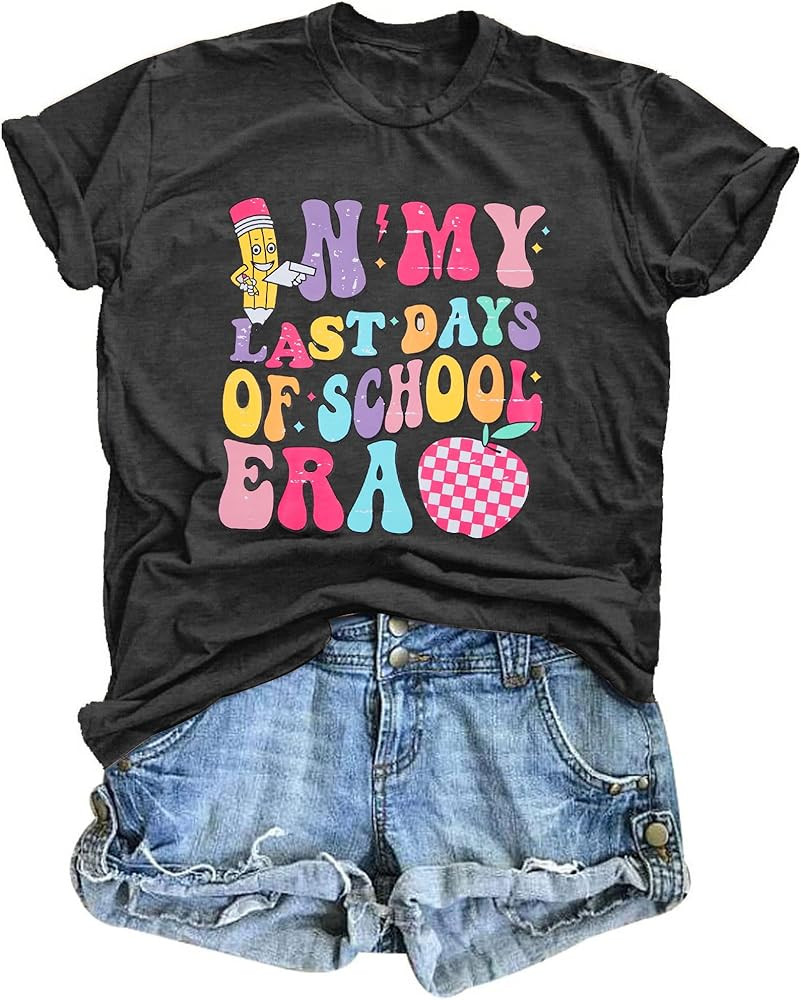 Last Day of School Teacher Shirt: Women Teacher Life Shirts Summer Happy Graduation Gifts Tee Tops | Amazon (US)