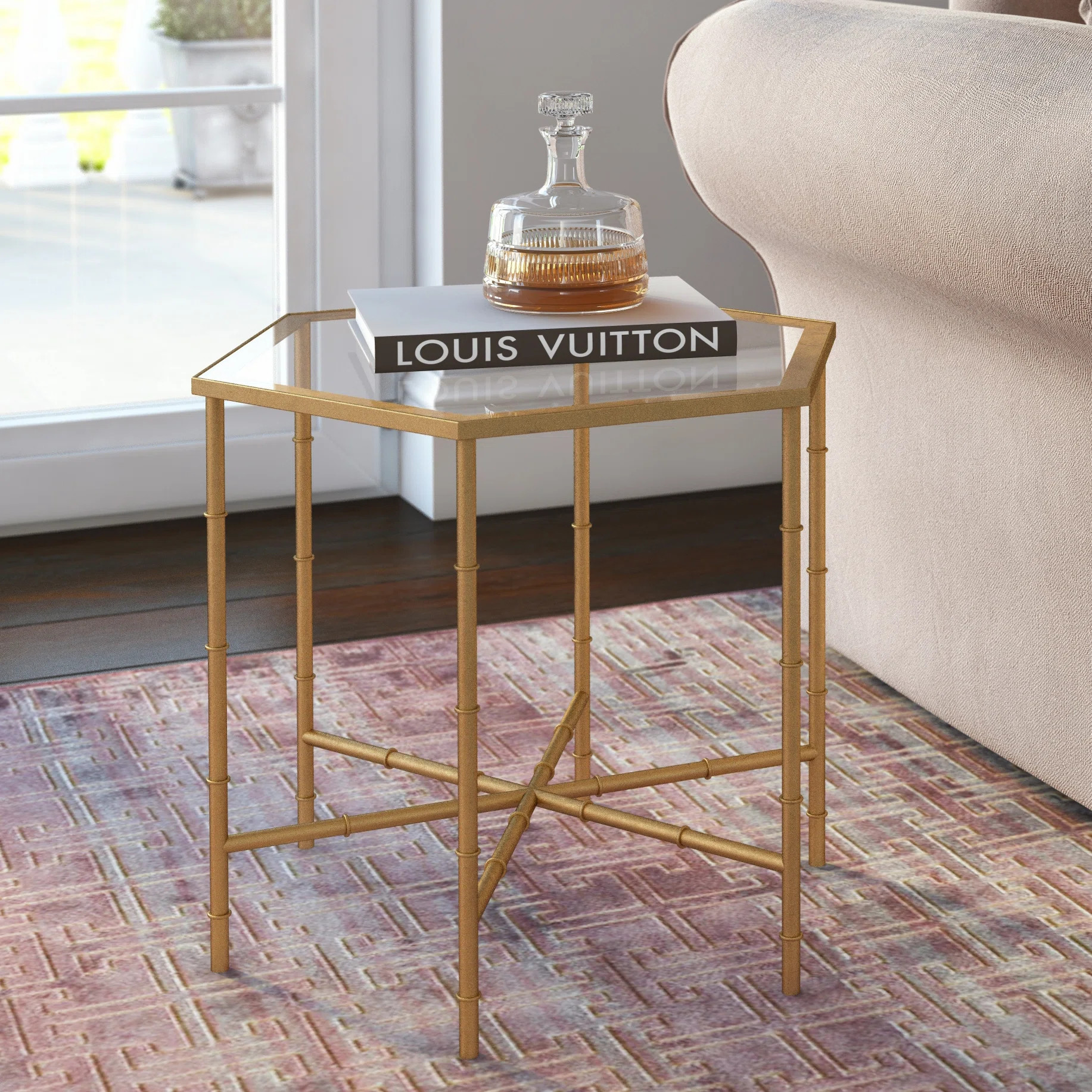 Mercer41 Oxendine Glass Top Cross Legs End Table | Wayfair | Wayfair North America