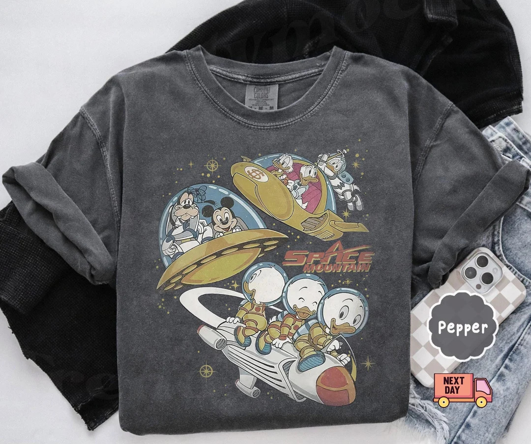Vintage Space Mountain Comfort Colors Shirt, Magic Kingdom Shirt, Mickey and Friends Space Shirt,... | Etsy (US)