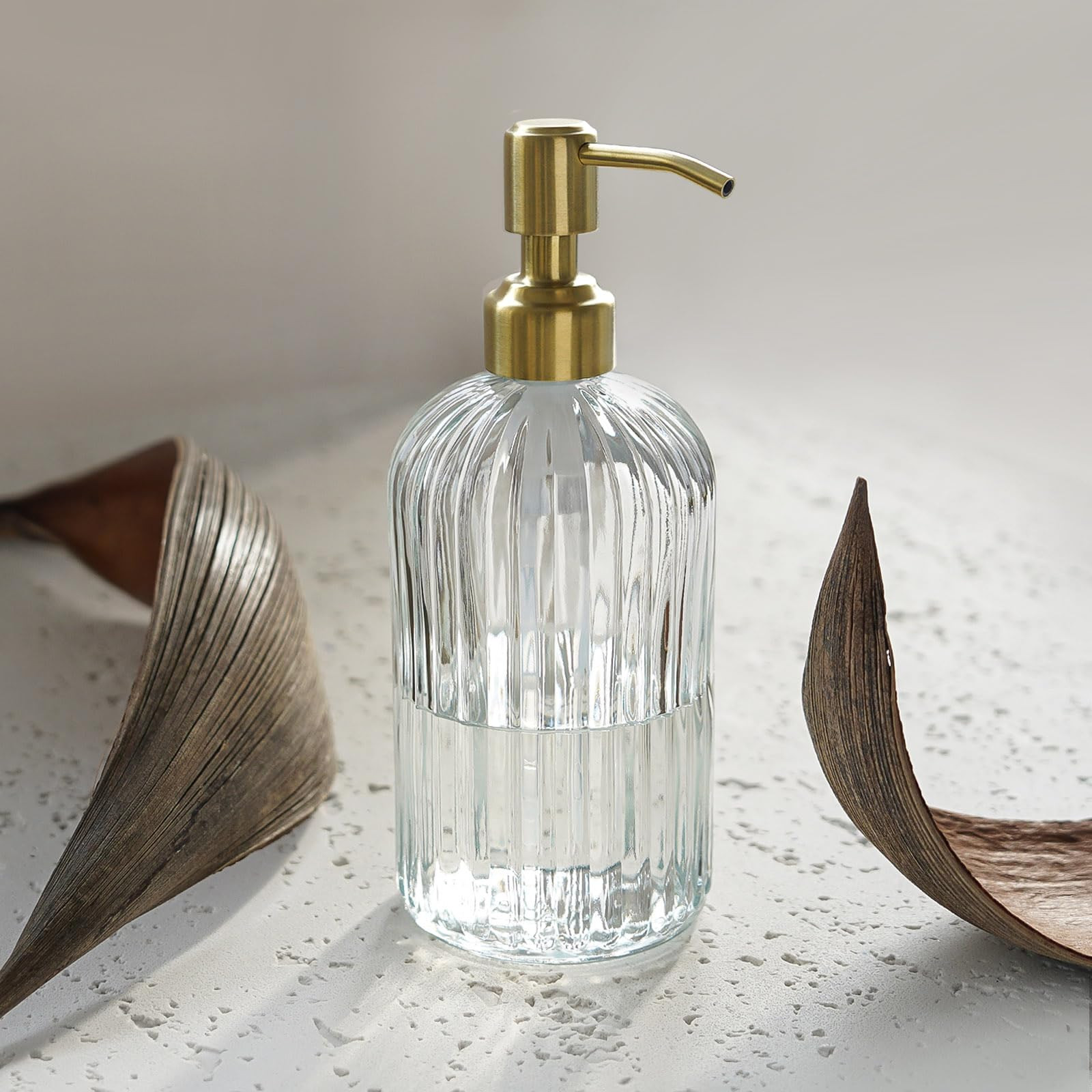 JASAI 18Oz Glass Soap Dispenser with Golden Pump for Kitchen,Refillable Liquid Hand soap Dispense... | Amazon (US)