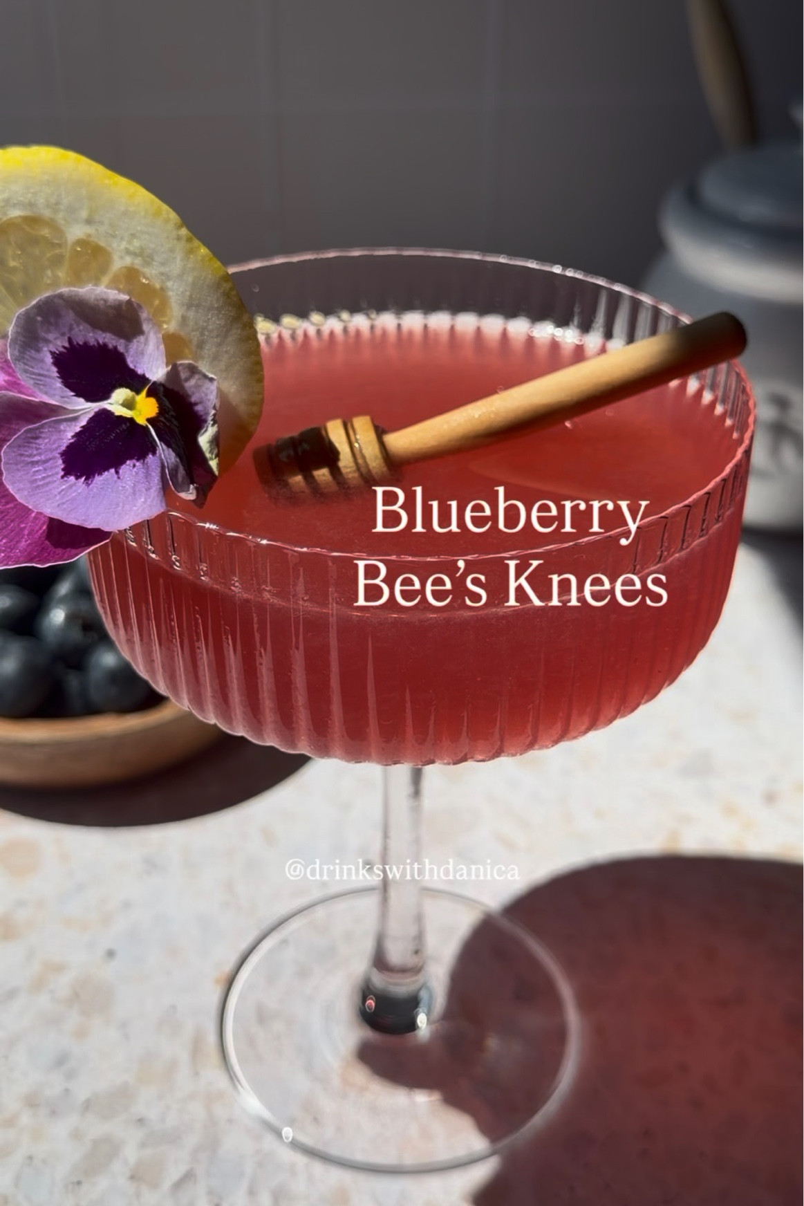 Blueberry Bee’s Knees

Follow me on Instagram and TikTok @drinkswithdanica for this recipe and more 