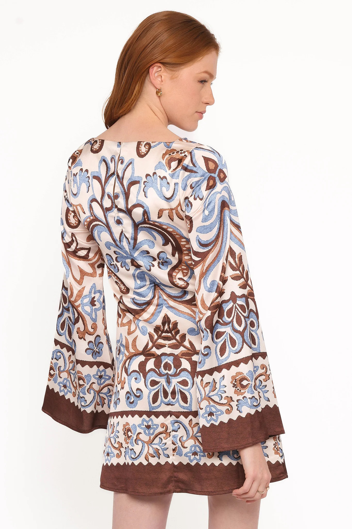 Megan Mini Dress - Ivory Brown Blue | Petal & Pup (US)