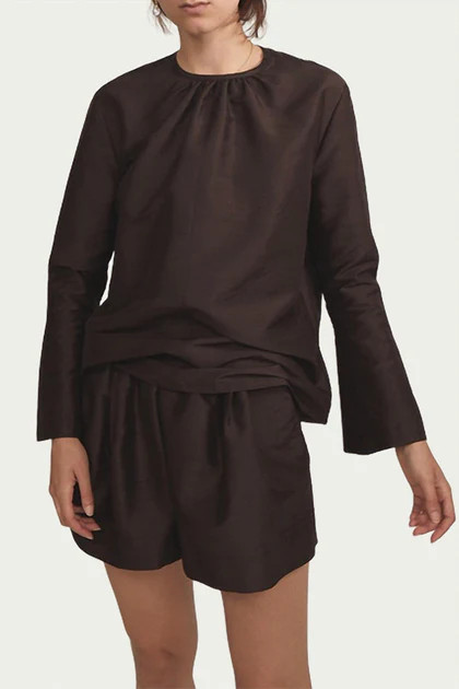 Blanche Silk Dupion Shorts In Coffee | Shop Simon