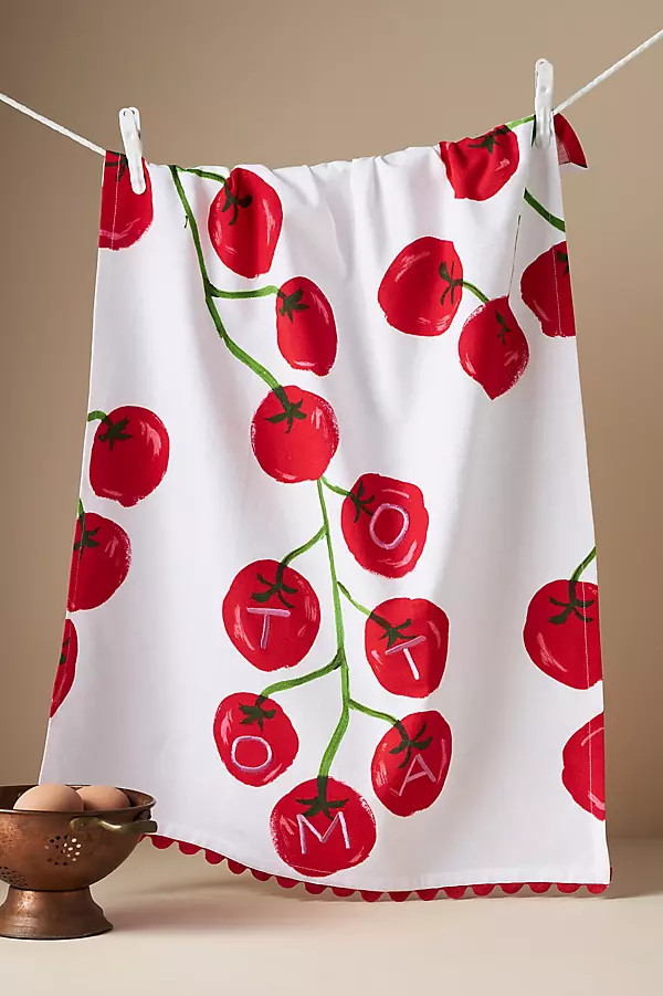 Phthalo Ruth Tomato Cotton Dish Towel | Anthropologie (US)