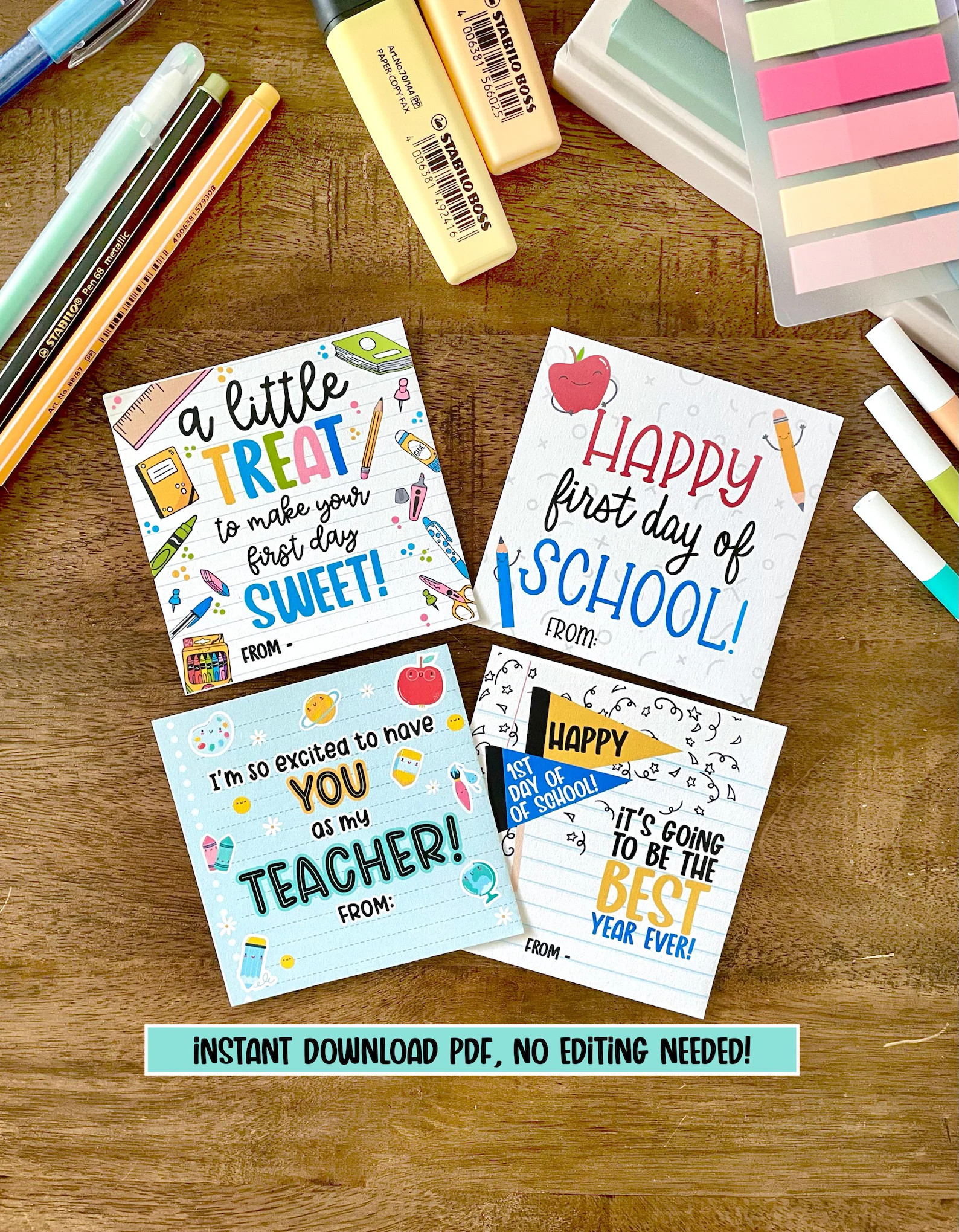 Last-minute Teacher Gift Tags Printable, Easy First Day of School PDF, Instant Download, No Editi... | Etsy (Global)