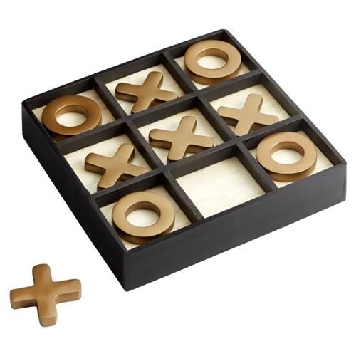 Clarisse Hollywood Black Resin Gold Iron Tic-Tac-Toe Sculpture Game | Kathy Kuo Home