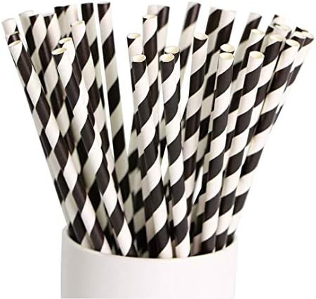 Shuiniba Biodegradable Striped Paper Straws,Paper Drinking Straws for Party, Events and Crafts,Ba... | Amazon (US)
