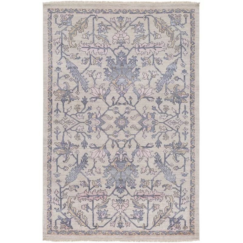 Daison Oriental Hand-Knotted Area Rug in Charcoal/Khaki | Wayfair Professional