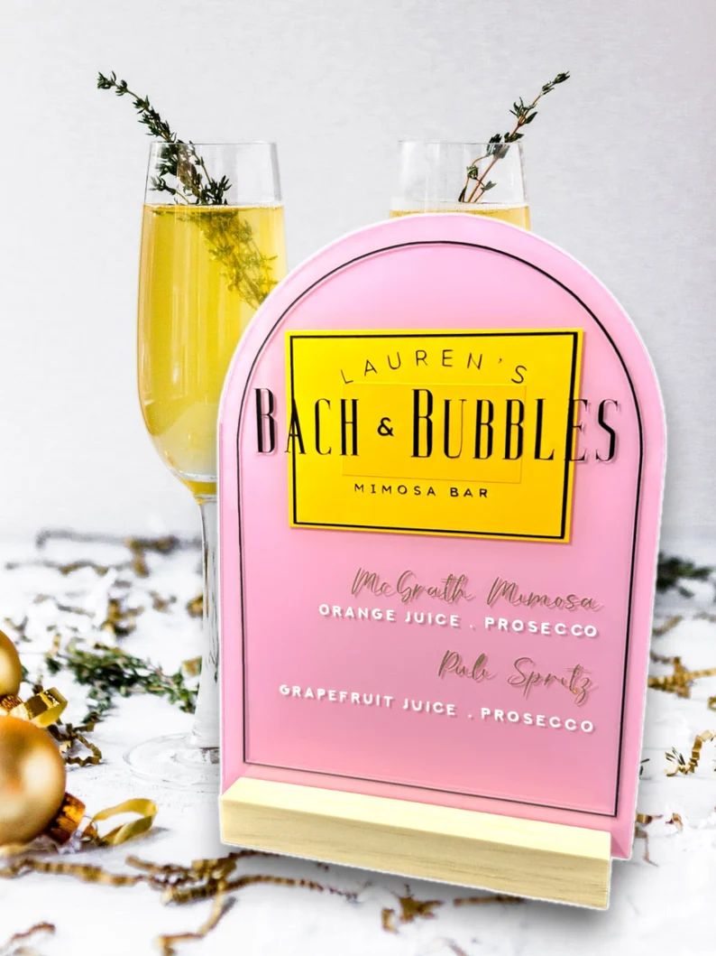 Mimosa Bar Sign | Mimosa Bar | Personalized Bachelorette Party Decor | Modern Acrylic Arch Bar Si... | Etsy (US)