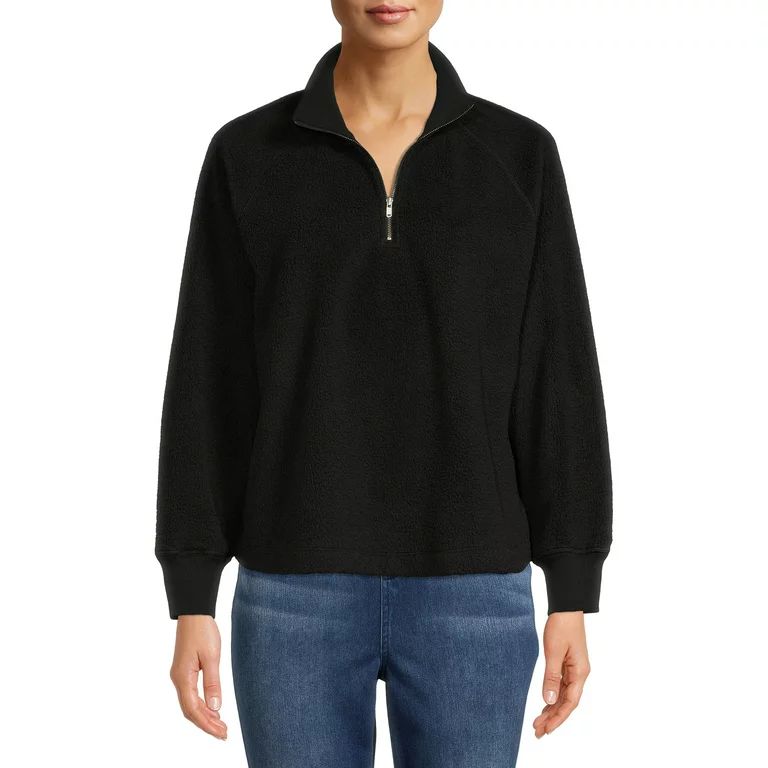 Time and Tru Women's Faux Sherpa Pullover Sweatshirt | Walmart (US)