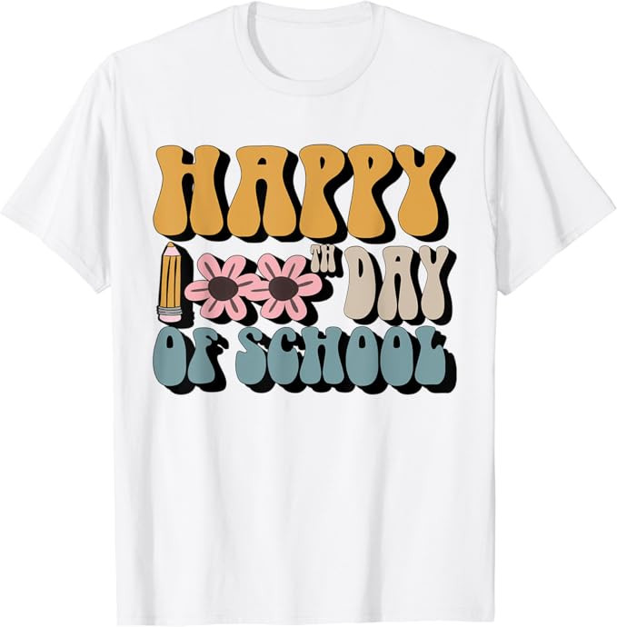 Happy 100th Day Of School Shirt Teachers Students Gifts T-Shirt | Amazon (US)