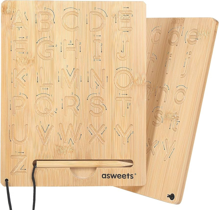 Asweets Wooden Letters Practicing Board,Double-Sided Alphabet Tracing Boards to Writing ABC Educa... | Amazon (US)
