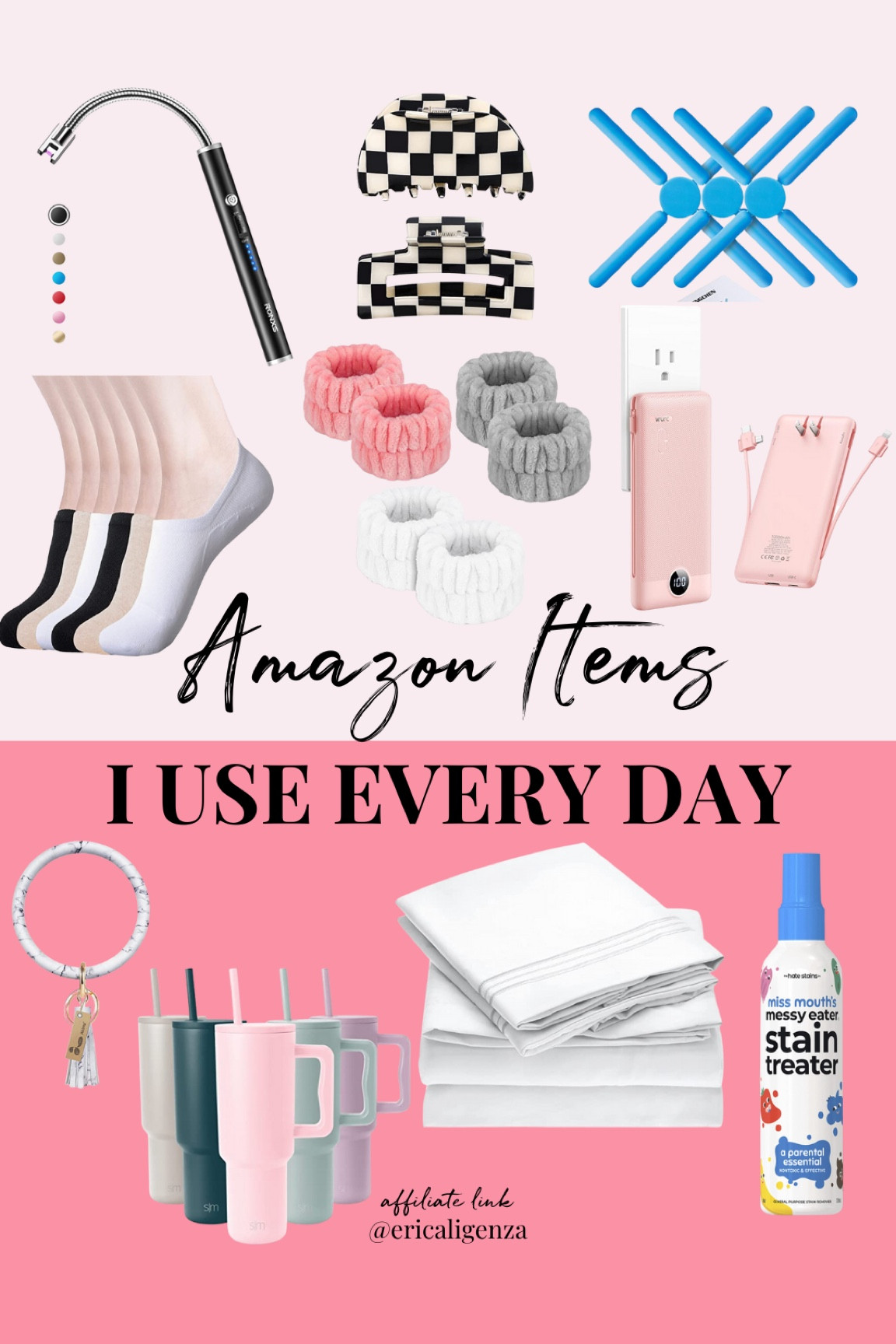 Amazon items that I use everyday! 💕 AND they’re under $50 each! 

Amazon finds // portable phone charger // face washing wristbands // no show socks // Stanley quencher inspired cup // travel mug with handle // bracelet key rings // collapsible trivet // stain remover // claw clips // luxury bedding // king size sheet sets // usb lighter // flameless lighter 

#LTKFind #LTKhome #LTKunder50