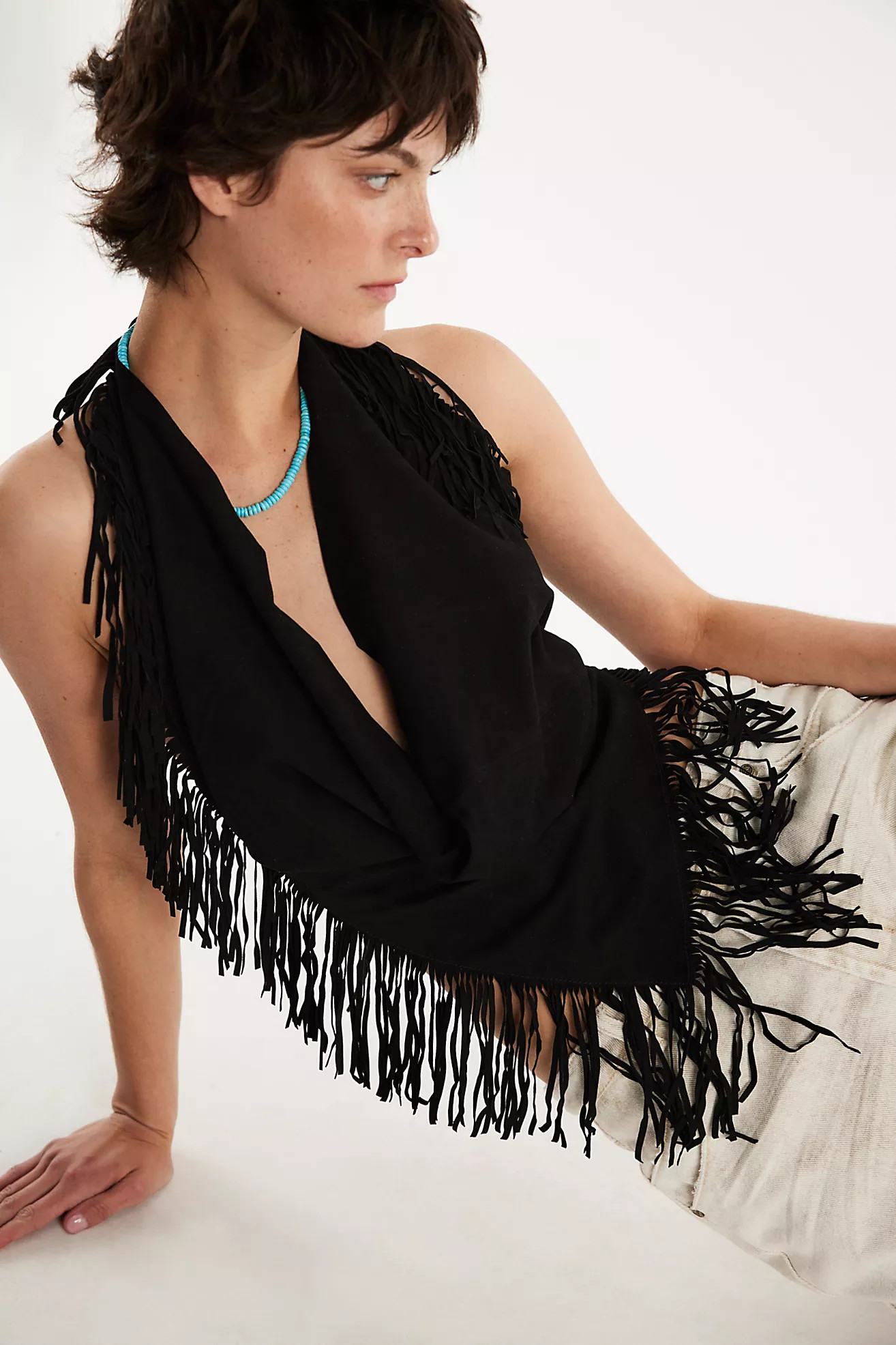 Understated Leather Madi Fringe Halter Top | Free People (Global - UK&FR Excluded)