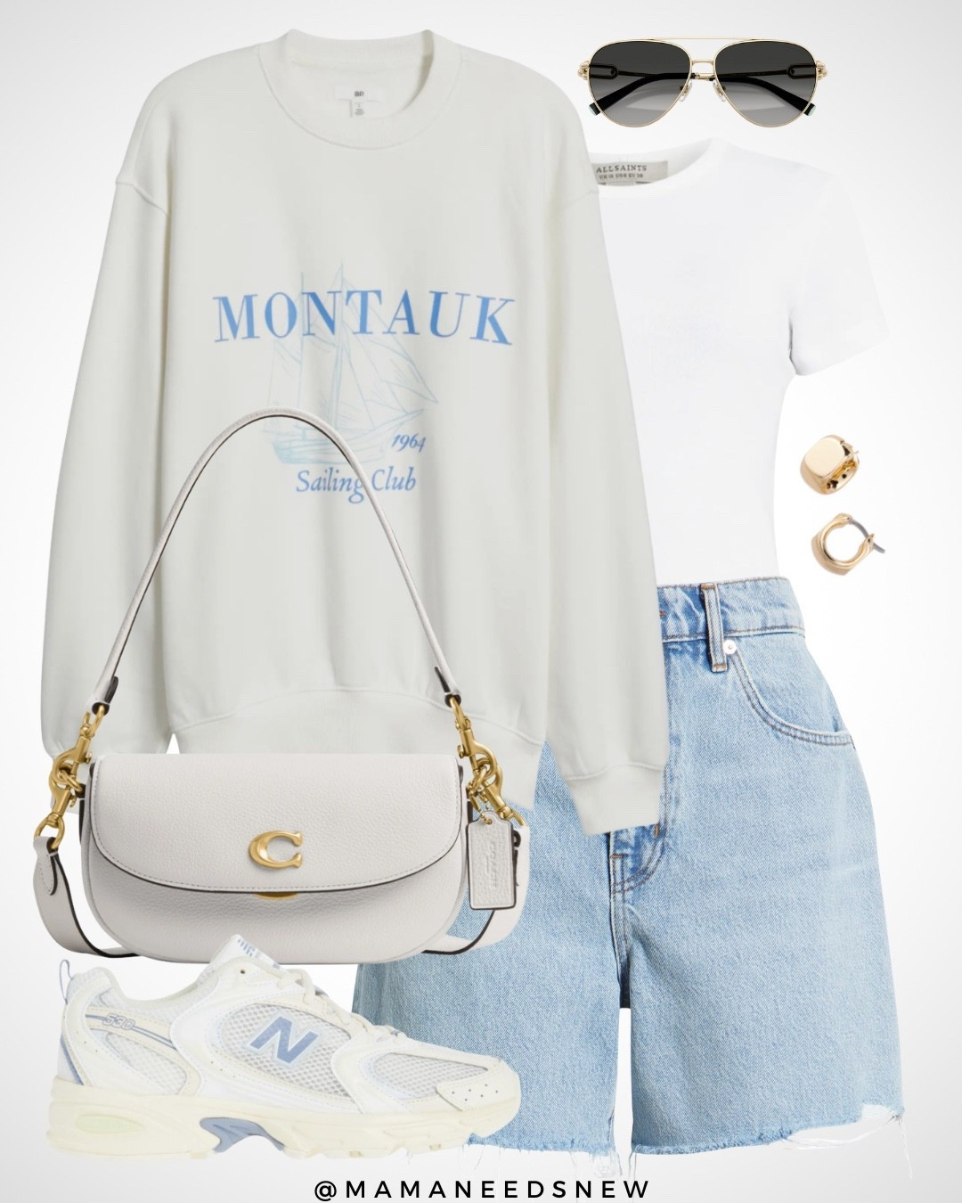 A summer to fall transitional outfit with a graphic sweatshirt, tshirt, denim shorts, sneakers and shoulder bag 🩵

#LTKShoeCrush #LTKSaleAlert #LTKStyleTip