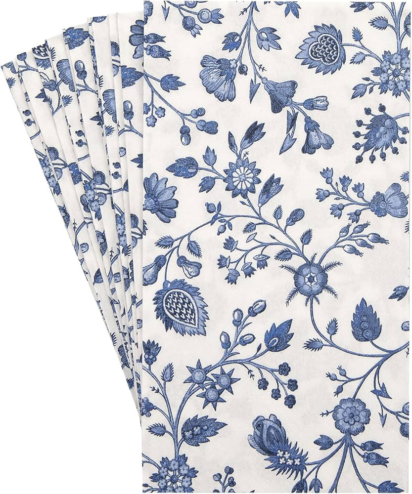 Decorative Paper Hand Towels Fingertip Towels Disposable Blue Bathroom Decor Floral Napkins Pk 32 | Amazon (US)