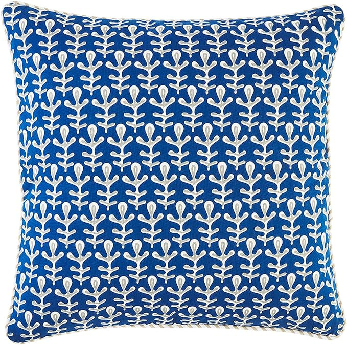 Mud Pie Blue Indigo Pillow, Vine, 20" x 20" | Amazon (US)