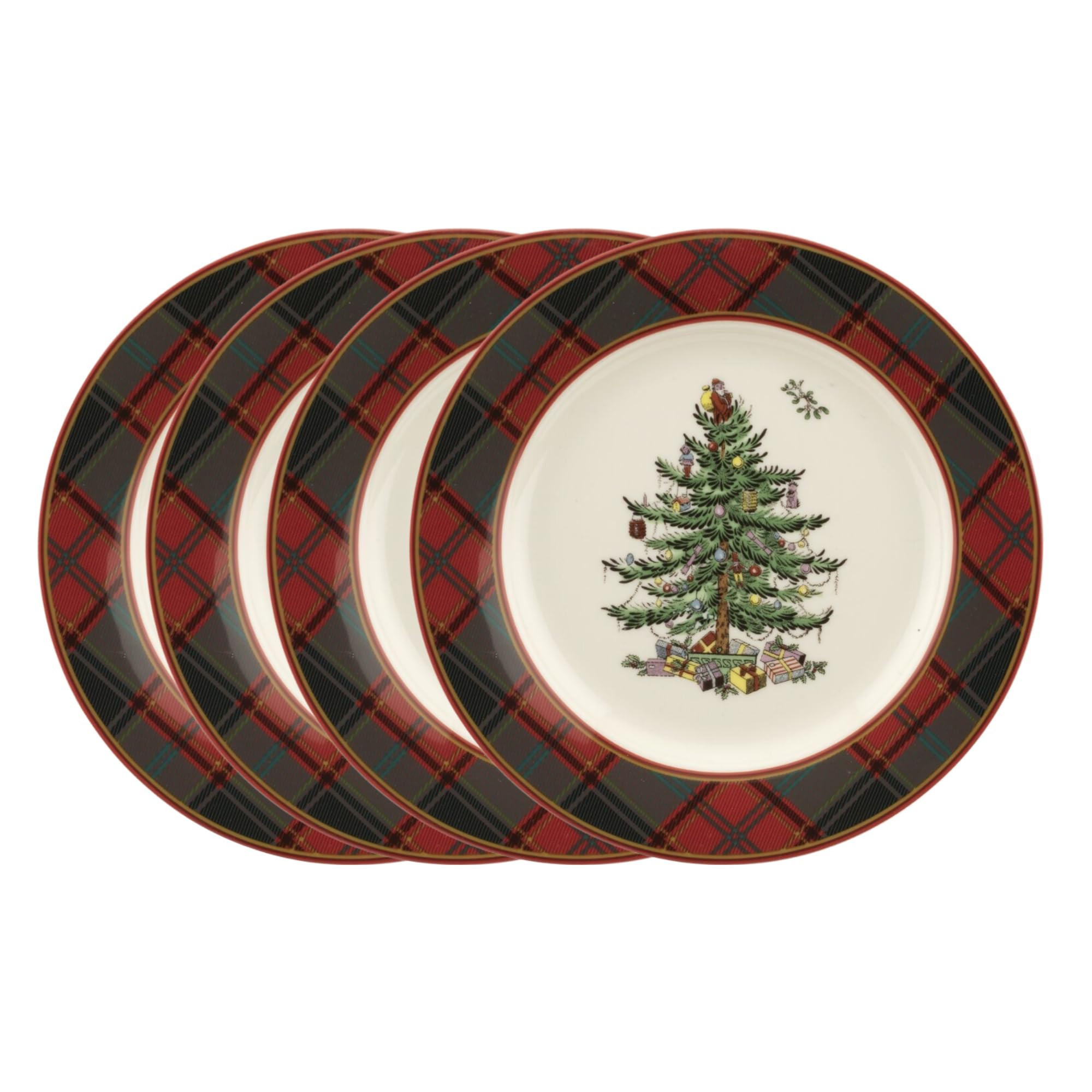 Spode Christmas Tree Tartan Salad Plate (Set of 4) - 7.75" Earthenware Plate, Holiday Tableware f... | Amazon (US)