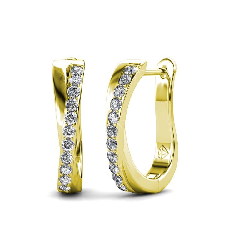 Cate & Chloe Amaya Adventurous 18k White Gold Plated Hoop Earrings with Swarovski Crystals, Spark... | Walmart (US)