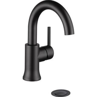 Trinsic Single Hole Single-Handle Bathroom Faucet with Metal Drain Assembly in Matte Black | The Home Depot
