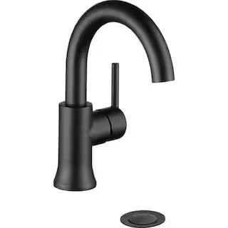 Delta Trinsic Single Hole Single-Handle Bathroom Faucet with Metal Drain Assembly in Matte Black-... | The Home Depot