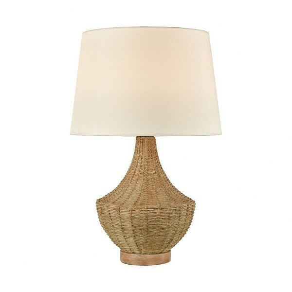 Belvedere Sidings - 1 Light Outdoor Table Lamp Natural Rattan Finish with Off White Nylon Shade -... | Bed Bath & Beyond