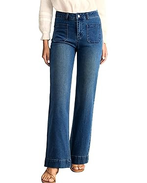 Astylish Women's Wide Leg Jeans High Waisted Stretchy Straight Leg Jeans Loose Trendy Denim Pants... | Amazon (US)