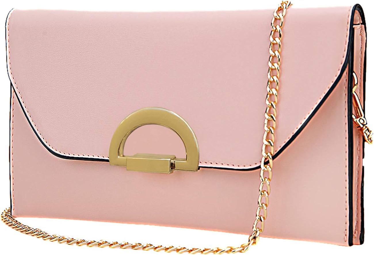 Clutch Purse for Women,VONXURY Envelope PU Leather Evening Handbag Wristlet with Crossbody Strap ... | Amazon (US)