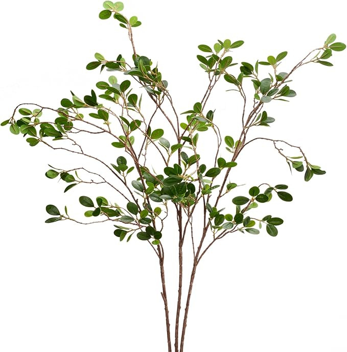 3 Pack Artificial Greenery Stems Branches for Vase Fake Ficus Stems Faux Stems(45"/Branches) (Gre... | Amazon (US)