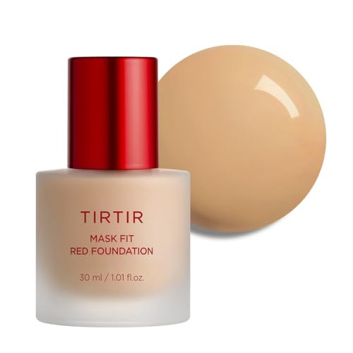 TIRTIR Mask Fit Red FoundationㅣLong Lasting Flawless Coverage, Energy Essence, Lightweight, Hydrating, Pore-Blurring, Breathable Satin Finish, Makeup, Radiant Skin, #29N Natural Beige, 1.01 Fl Oz | Amazon (US)