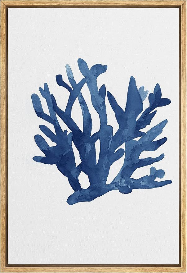MUDECOR Framed Canvas Print Wall Art Blue Flowing Watercolor Coral Nature Wilderness Illustration... | Amazon (US)